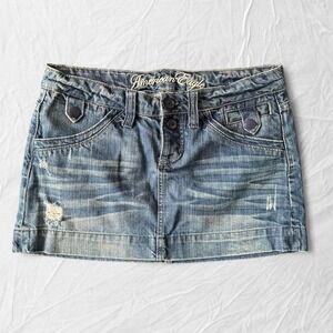 American Eagle blue denim mini skirt